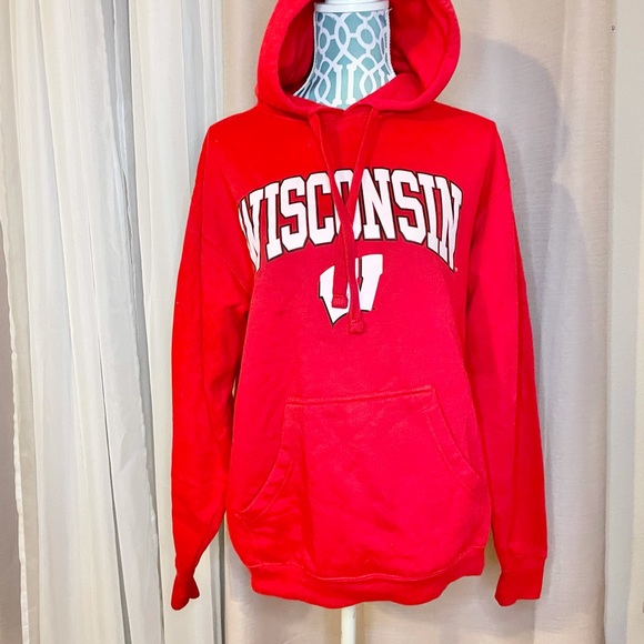 Wisconsin unisex red hooded sweater - Picture 4 of 14